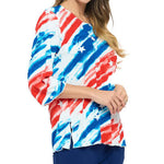 Load image into Gallery viewer, Women's Made in USA Paintbrush Stars and Stripes 3/4 Sleeve Top