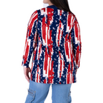 Load image into Gallery viewer, Women's Made in USA Patriotic Twist – Stars & Stripes Cardigan