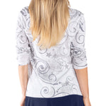 Load image into Gallery viewer, Women's Patriotic Scrolls and Stars 3/4 Sleeve Top