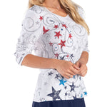 Load image into Gallery viewer, Women's Patriotic Scrolls and Stars 3/4 Sleeve Top