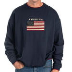 Load image into Gallery viewer, Men's American Flag Embroidered Crewneck Sweatshirt
