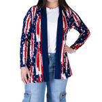 Load image into Gallery viewer, Women's Made in USA Patriotic Twist – Stars & Stripes Cardigan