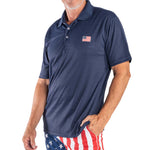 Load image into Gallery viewer, Men's US Flag Performance Grid Polo