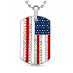 Load image into Gallery viewer, American Flag Rhinestone Dog Tag Necklace