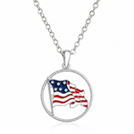 Load image into Gallery viewer, American Flag Circle Pendant Necklace