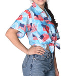 Load image into Gallery viewer, Women's Patriotic Cloud Flag Hawaiian Shirt