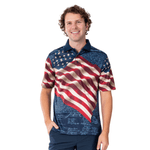 Load image into Gallery viewer, Men's American Flag Tech Polo