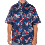 Load image into Gallery viewer, Men's Eagle Fireworks 100% Cotton Button Down Short Sleeve Shirt