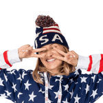 Load image into Gallery viewer, USA Pom Beanie