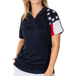 Load image into Gallery viewer, Women's Allegiance Freedom Tech Polo Shirt -Navy
