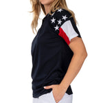 Load image into Gallery viewer, Women's Allegiance Freedom Tech Polo Shirt -Navy