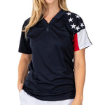 Load image into Gallery viewer, Women's Allegiance Freedom Tech Polo Shirt -Navy
