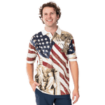 Load image into Gallery viewer, Waving American Flag Lincoln Polo Shirt- The Flag Shirt