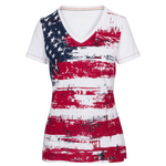 Load image into Gallery viewer, Women's Print Stars Stripes V-Neck T-Shirt