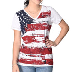 Load image into Gallery viewer, Women's Print Stars Stripes V-Neck T-Shirt