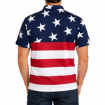 Load image into Gallery viewer, Men’s American Flag Polo Shirt – Freedom Field Patriotic 100% Cotton Polo