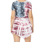 Load image into Gallery viewer, Women's Made in USA Rhinestones Tie-Dye Round Neck T-Shirt