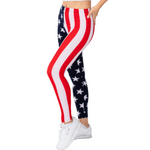 Load image into Gallery viewer, Women's American Flag Patriotic Leggings with Bracelet