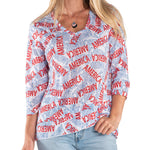 Load image into Gallery viewer, Women's America 3/4 Sleeve Criss Cross Top