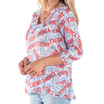 Load image into Gallery viewer, Women's America 3/4 Sleeve Criss Cross Top