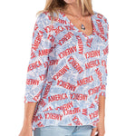 Load image into Gallery viewer, Women's America 3/4 Sleeve Criss Cross Top
