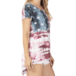 Load image into Gallery viewer, Women's Made in USA Rhinestones Tie-Dye Round Neck T-Shirt