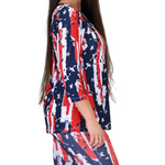 Load image into Gallery viewer, Women's Made in USA - Stars and Stripes Patriotic Twist 3/4 Sleeve Top