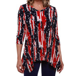 Load image into Gallery viewer, Women's Made in USA Stars and Stripes V-Neck Sharkbite Tunic