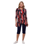 Load image into Gallery viewer, Women's Made in USA Stars and Stripes V-Neck Sharkbite Tunic