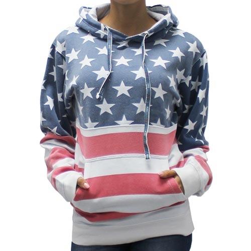 Womens  Patriotic Stars Hoodie Sweater - The Flag Shirt