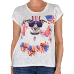 Load image into Gallery viewer, Women's Made in USA Cap Sleeve Patriotic Dog Top