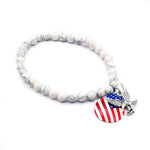 Load image into Gallery viewer, Made in USA White Stone Bracelet with Eagle Charm
