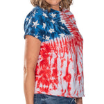Load image into Gallery viewer, Women's Patriotic Tie Dye Painted Stars T-Shirt