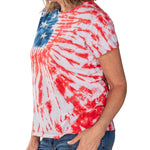 Load image into Gallery viewer, Women&#39;s Patriotic Tie Dye Painted Stars T-Shirt
