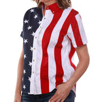 Load image into Gallery viewer, Women's Stars and Stripes 100% Cotton Short Sleeve Top