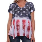 Load image into Gallery viewer, Women&#39;s Made in USA American Flag with Rhinestones Stars Shirt
