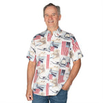 Load image into Gallery viewer, Men's Battleship American Flag 100% Cotton Button-Down Short Sleeve Shirt - the flag shirt
