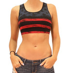 Load image into Gallery viewer, Black American Flag Print Bra Crop Top - The Flag Shirt
