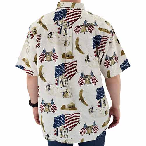 USA Rushmore Woven 100% Cotton Patriotic Polo Shirt - the flag shirt