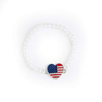 Load image into Gallery viewer, Crystal Bracelet with American Flag Heart Charm