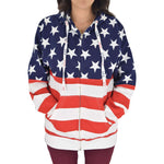 Load image into Gallery viewer, Womens Patriotic Stars Hoodie Navy with Full Zip - theflagshirt