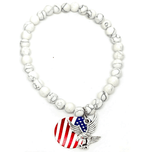 Load image into Gallery viewer, Made in USA White Stone Bracelet with Eagle Charm