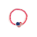 Load image into Gallery viewer, Crystal Bracelet with American Flag Heart Charm