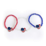 Load image into Gallery viewer, Crystal Bracelet with American Flag Heart Charm