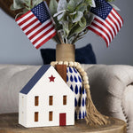 Load image into Gallery viewer, Patriotic Woodblock Folk Art Decorative House