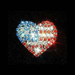 Load image into Gallery viewer, Rhinestone Heart American Flag Pin