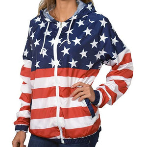 Unisex Patriotic Full Zip Windbreaker Jacket