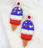 Load image into Gallery viewer, Constitutional Ice Cream Cone Beaded Earrings - the flag shirt