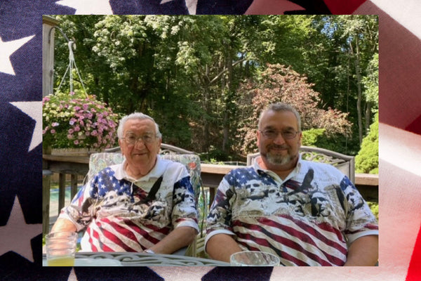 Meet This Patriotic Father/Son Duo Showing Off Their Flag Shirts!