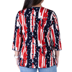 Load image into Gallery viewer, Women&#39;s Made in USA Patriotic Twist 3/4 Sleeve Top
